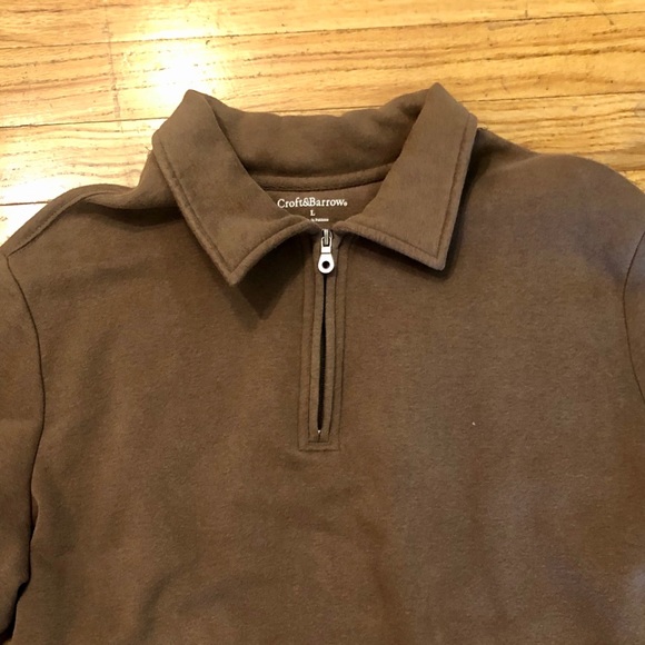 Croft & Barrow pullover sweatshirt with collar & front zipper, Large - Picture 4 of 7
